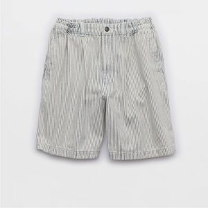 Aerie Striped Washed Denim Jort Shorts